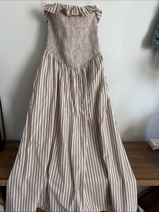 Abercrombie & Fitch Dresses & Skirts - Smocked Stripe Maxi Dress in Cream and Brown